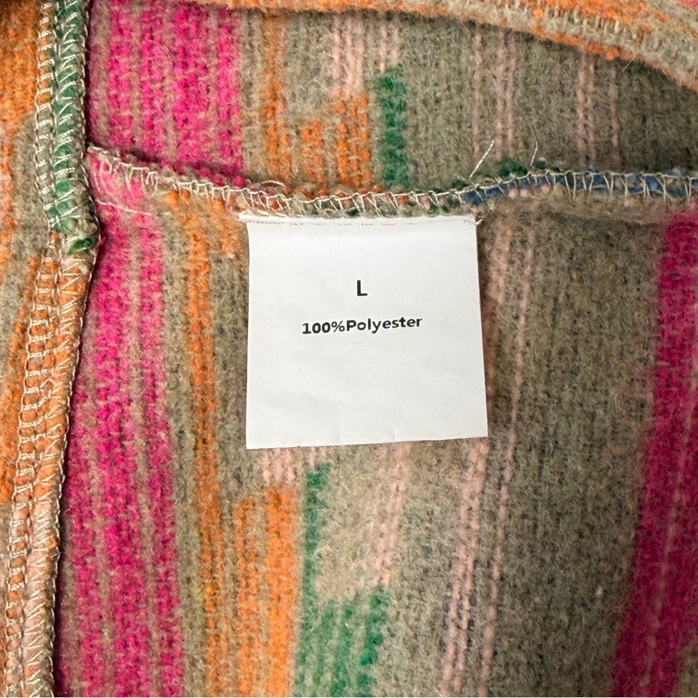 Multicolor Patterned Women's Jacket/Shacket - Bright Stripe Design - Picture 13 of 15